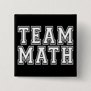 Black and White Team Math 2 Inch Square Button