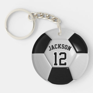 Black and White Team Soccer ⚽ Ball Keychain
