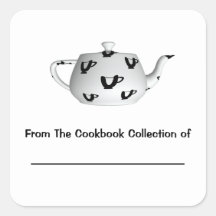 Black And White Teapot Personalized Bookplate
