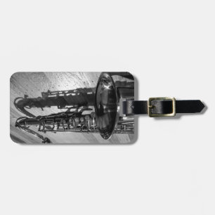Black and White Tenor Saxophone customizable Luggage Tag