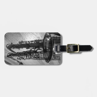 Black and White Tenor Saxophone customizable Luggage Tag