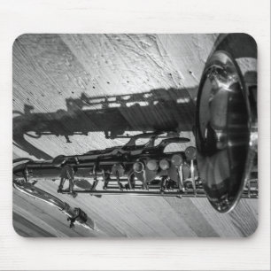 Black and White Tenor Saxophone Mouse Pad