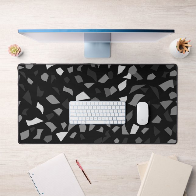 Black and White Terrazzo Desk Mat (Office 1)