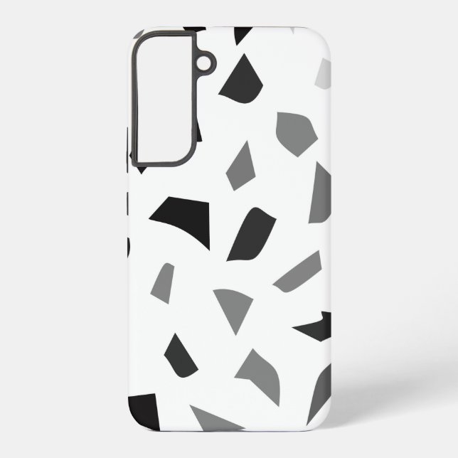 Black and White Terrazzo Pattern Samsung Galaxy S22+ Case (Back)