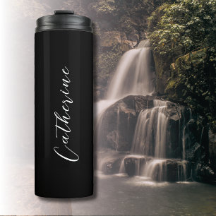 Black and White text Elegant Minimal Customized Thermal Tumbler