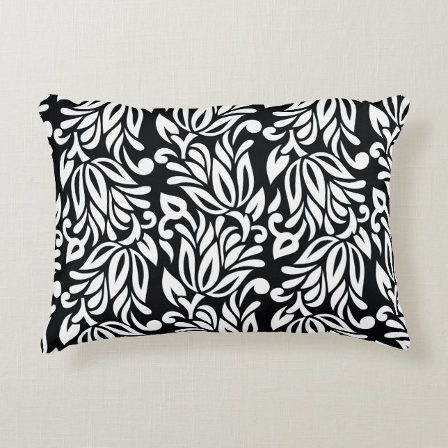 Black and white textile. accent pillow (Front)