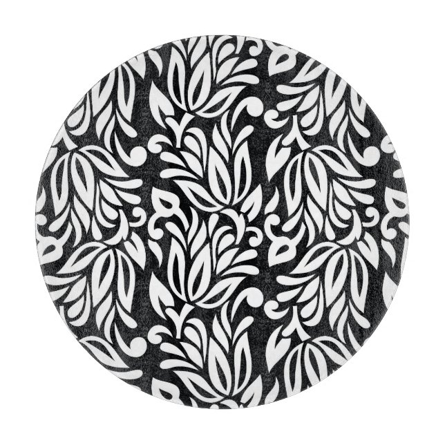 Black and white textile. cutting board (Front)