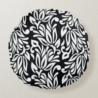 Black and white textile. round pillow