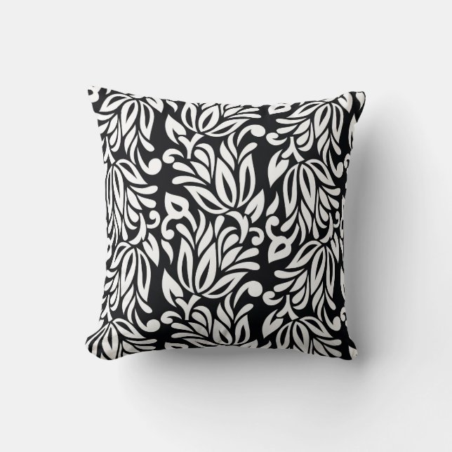 Black and white textile. throw pillow (Front)