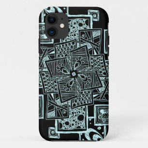 Black and white textured line tangle design iPhone 11 case