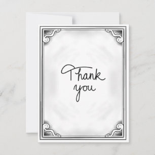 Black and White Thank You Card Rustic Flat Blank