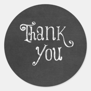 Black and White Thank You Classic Round Sticker