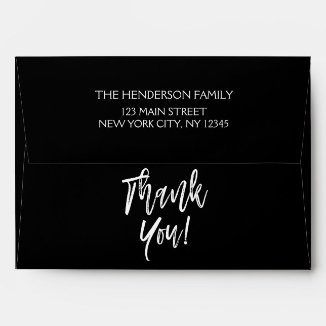 Black and White Thank You Envelope (Back (Top Flap))