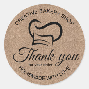 Black And White Thank You For Your Order Bakery Classic Round Sticker