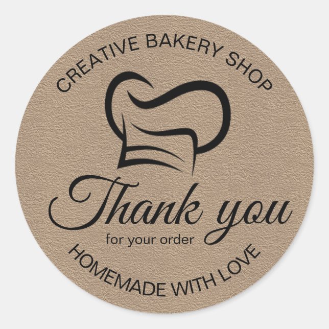 Black And White Thank You For Your Order Bakery Classic Round Sticker (Front)