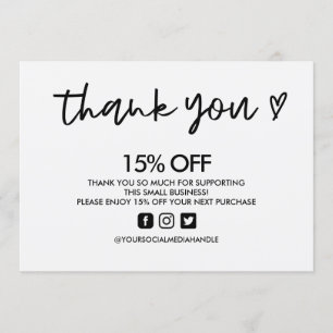 Black and White Thank You Heart Media Insert Invitation