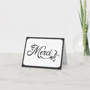 Black and White Thank You "Merci" Card