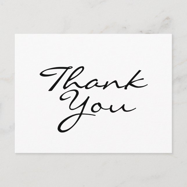 Black And White Thank You Postcard (Front)
