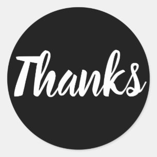 Black and white thank you simple business sticker