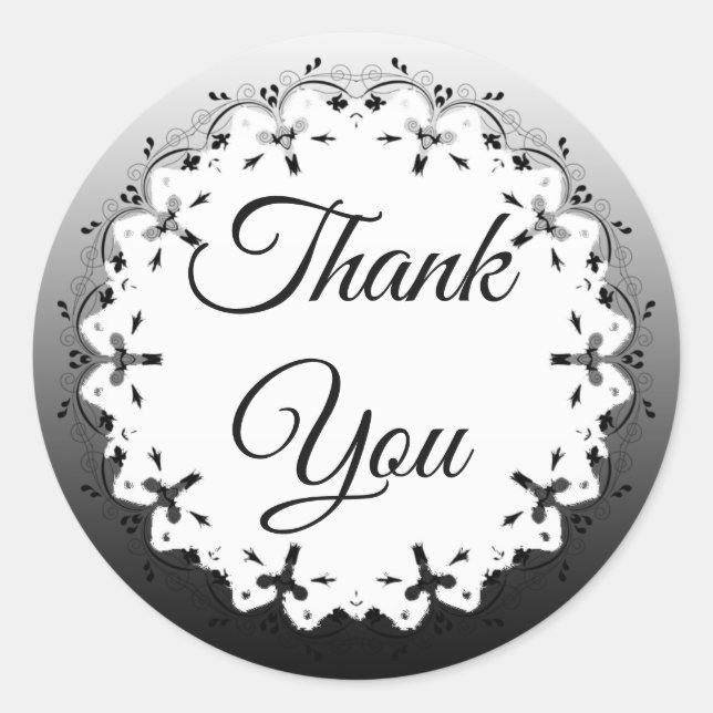 Black and White Thank You Stickers (Front)