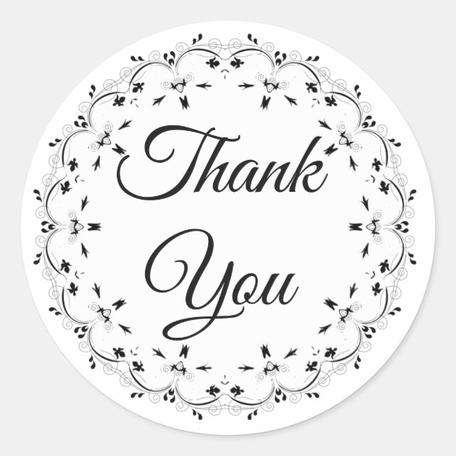 Black and White Thank You Stickers (Front)