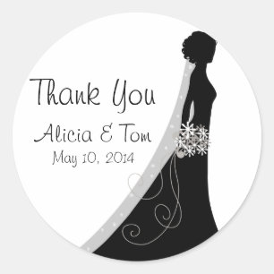 Black and White Thank You Wedding Stickers