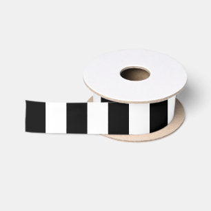 Black And White Thick Stripes Satin Ribbon