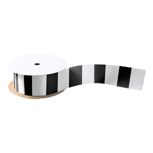 Black And White Thick Stripes Satin Ribbon