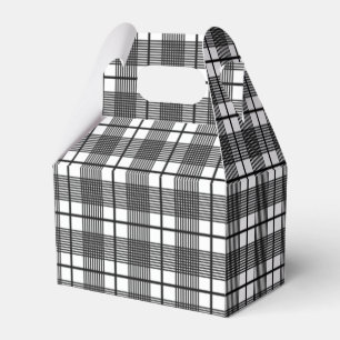 Black and White Thin Glen Plaid Pattern Favor Box