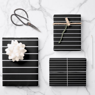 Black And White Thin Stripes Wrapping Paper Sheet