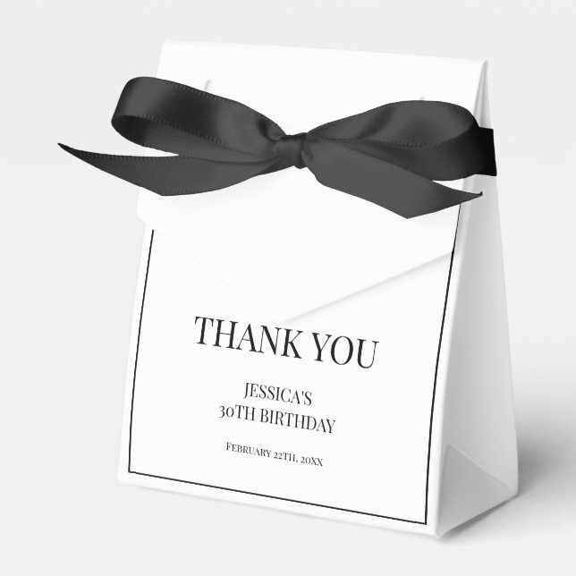 Black and White Thirty Chic 30th Birthday Party Favor Box (Front Side)