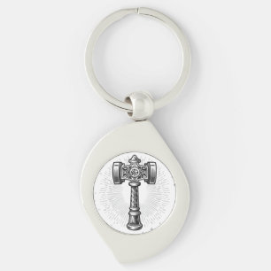 Black and white Thor's Hammer Mjolnir Keychain