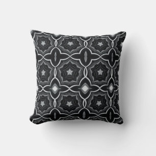 Black and white throw pillow geometric star orient