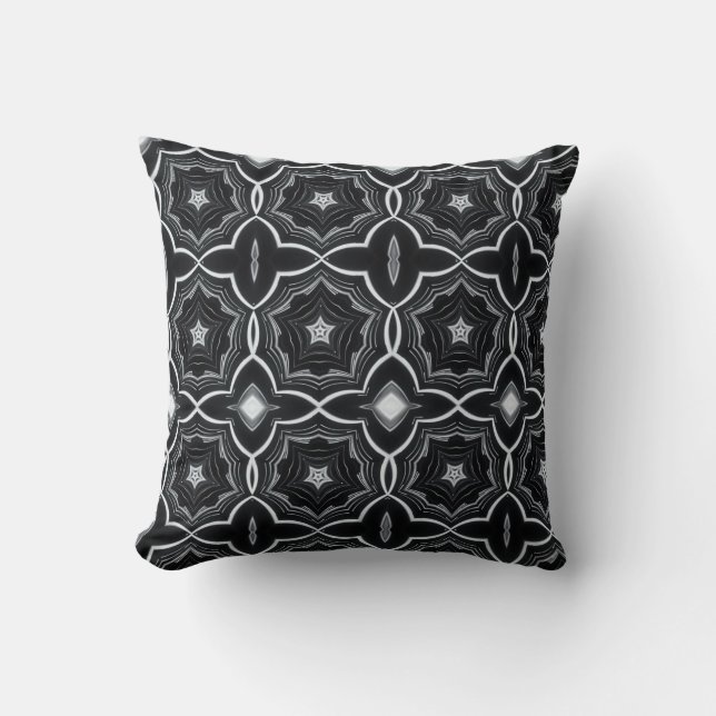 Black and white throw pillow geometric star orient (Front)