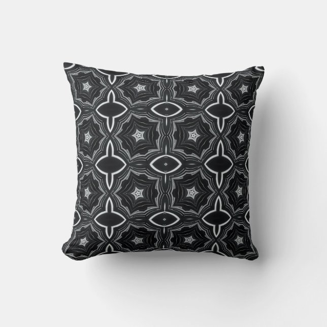 Black and white throw pillow geometric star orient (Front)