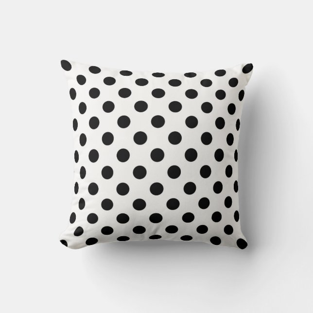 Black and White Throw Pillow, Polka Dots Pillow (Front)