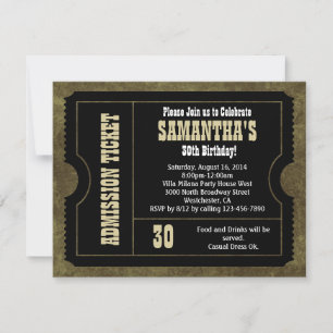 Black and White Ticket Invitation, Vintage Style Invitation