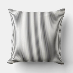 Black and White Ticking Stripe Throw Pillow
