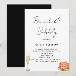Black and White Tie Pancake Brunch & Bubbly Invitation