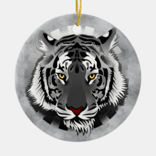Black And White Tiger Ceramic Ornament