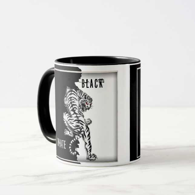 Black and white tiger  coffee mug (Front Left)