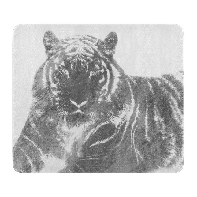Black and White Tiger Cutting Board (Front)