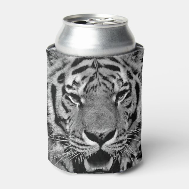 Black and White Tiger Face Can Cooler (Can Front)