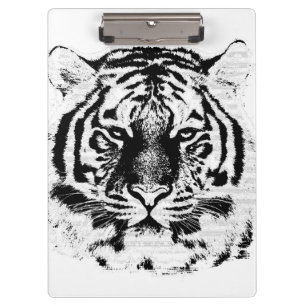 Black and White Tiger Face Clipboard