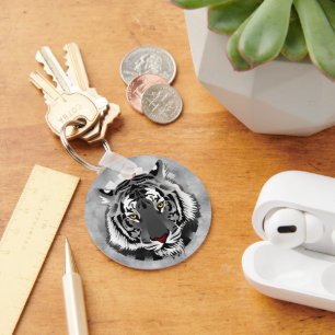 Black And White Tiger Keychain