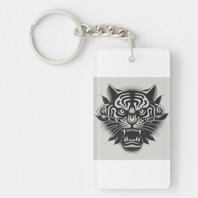 Black and white tiger keychain (Front)