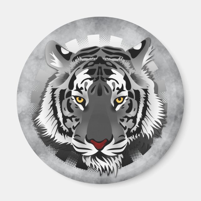 Black And White Tiger Magnet (Front)