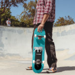 Black and White Tiger on Teal Personalized Skateboard<br><div class="desc">This cool teal blue coloured skateboard has an illustration of a white tiger with black stripes. This board is ready to be personalized with a name or other text in white lettering against a black background.</div>