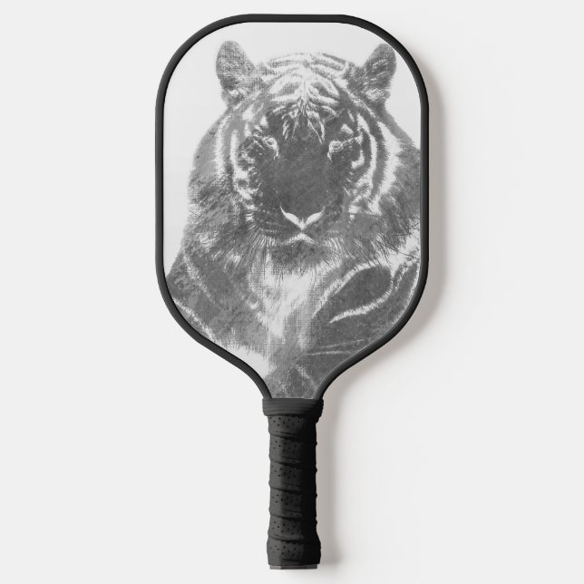 Black and White Tiger Pickleball Paddle (Front)