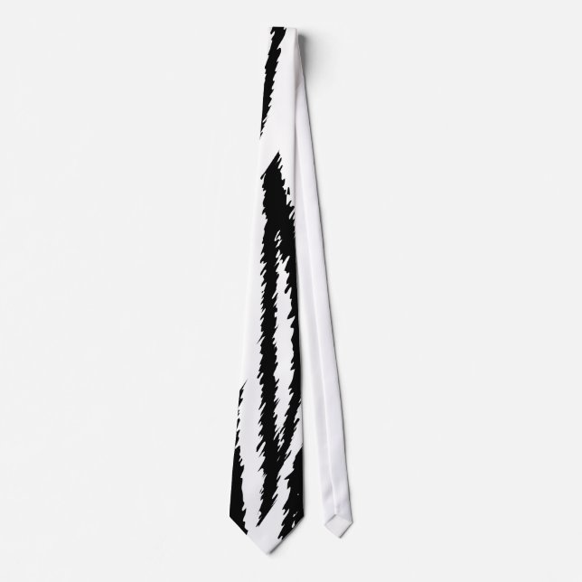 Black and White Tiger Print. Tiger Pattern. Tie (Front)